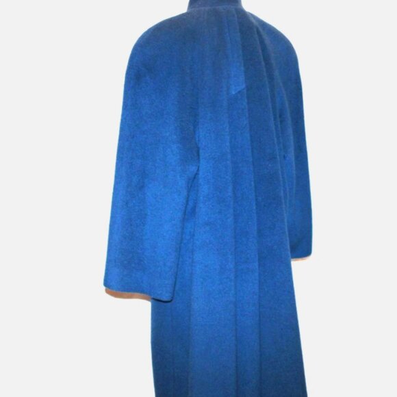 Vintage 70's Long Blue Wool Coat Button Front London Fog Made in USA ACTWU 12 P - Picture 14 of 16